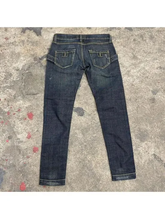 Vintage Fornarina Dark Wash Low Rise Y2K Cargo Pocket Skinny Jeans 26 - Picture 6 of 8